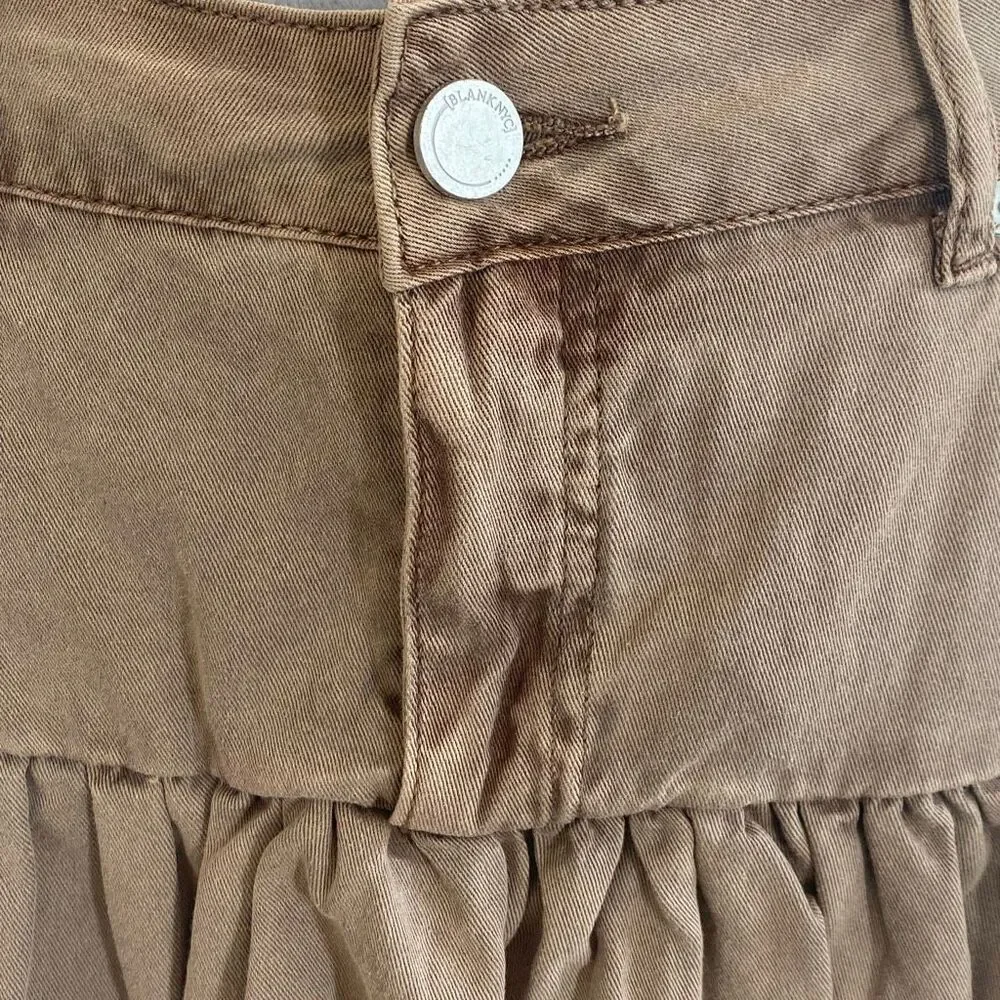 Blank NYC Light Brown Denim Balloon Mini Skirt Size 27 NWT